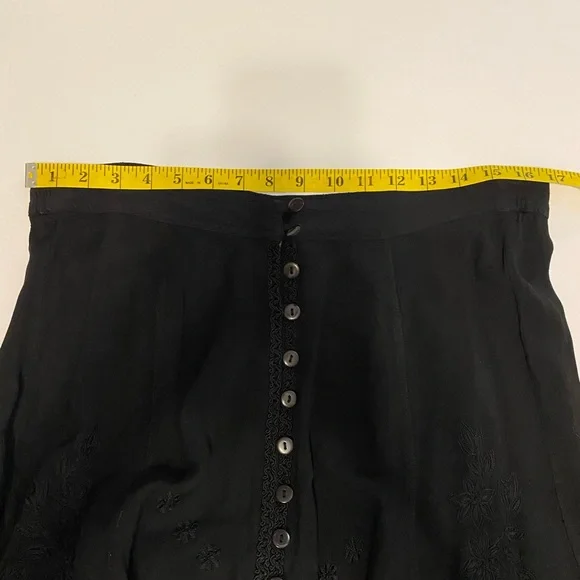 Vintage Split Hem Black Boho Hippie Stevie Nicks Style Maxi Skirt L XL - Picture 8 of 11